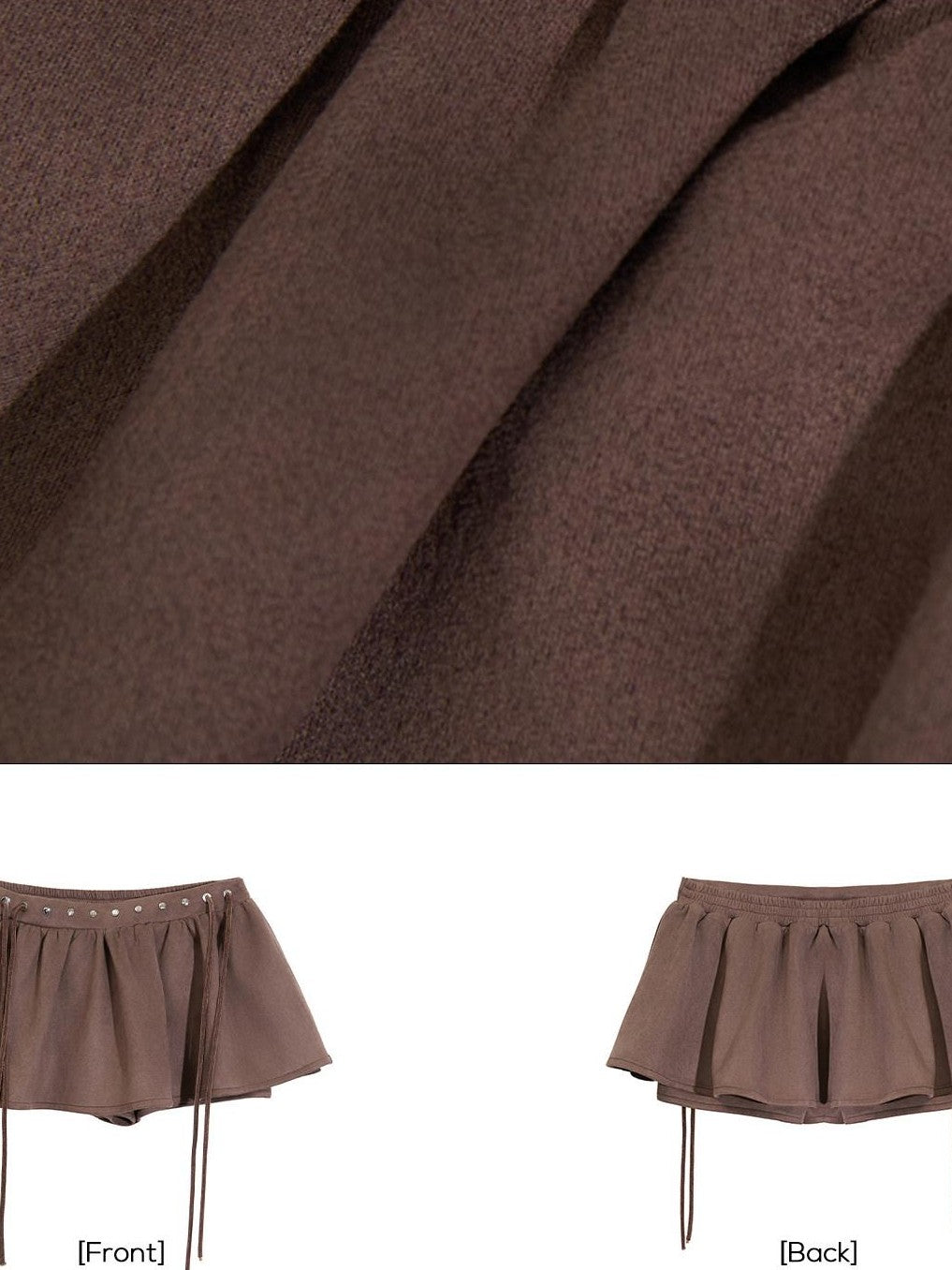 EZEK Brown Faux Two Piece Suede Tulip Women's Polyester Spandex Mini Skirts