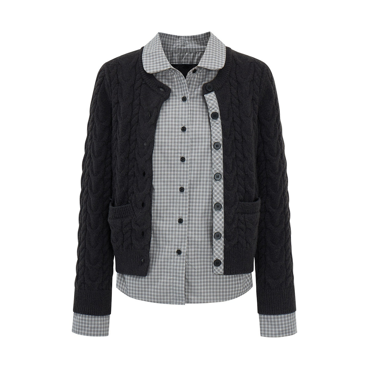 EZEK_Cable_Plaid_Spliced_Button_Front_Relaxed_Fit_Women's_Knit_Cardigans_1079727957792_MISSTT