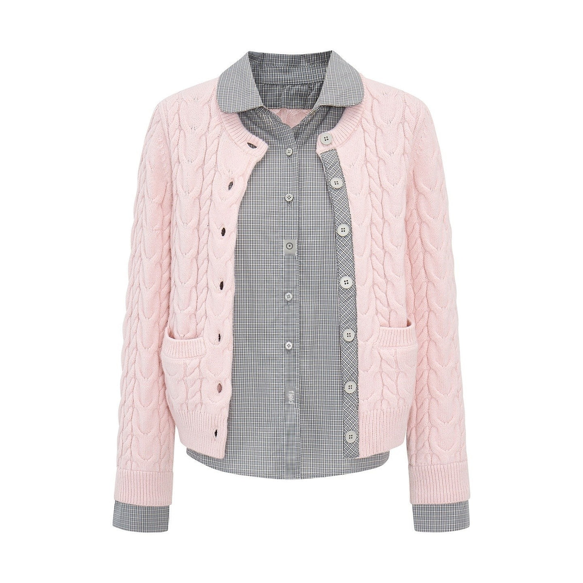 EZEK_Cable_Plaid_Spliced_Button_Front_Relaxed_Fit_Women's_Knit_Cardigans_1079727957792_MISSTT