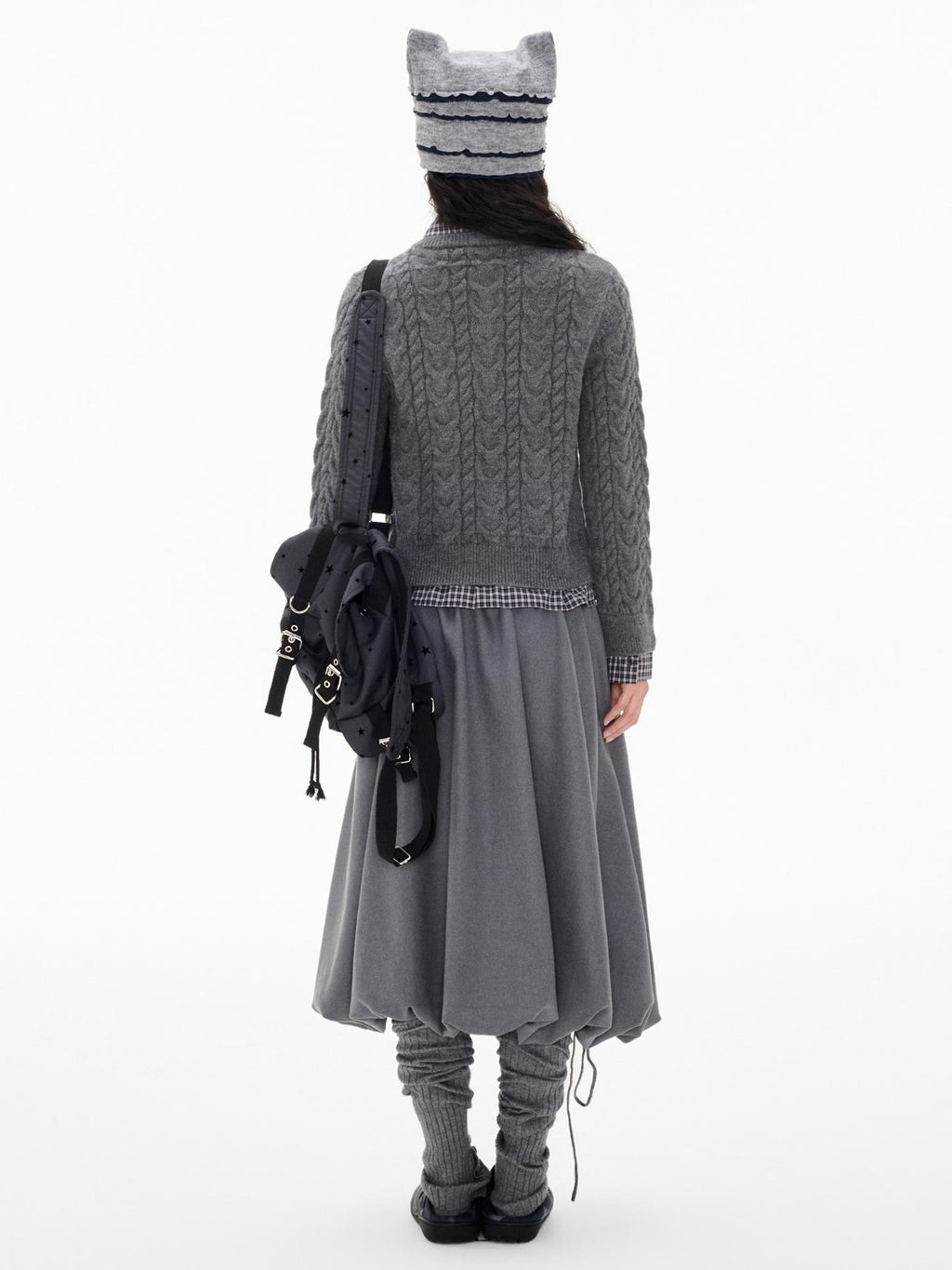 EZEK Cable Plaid Spliced Button Front Relaxed Fit Women's Knit Cardigans