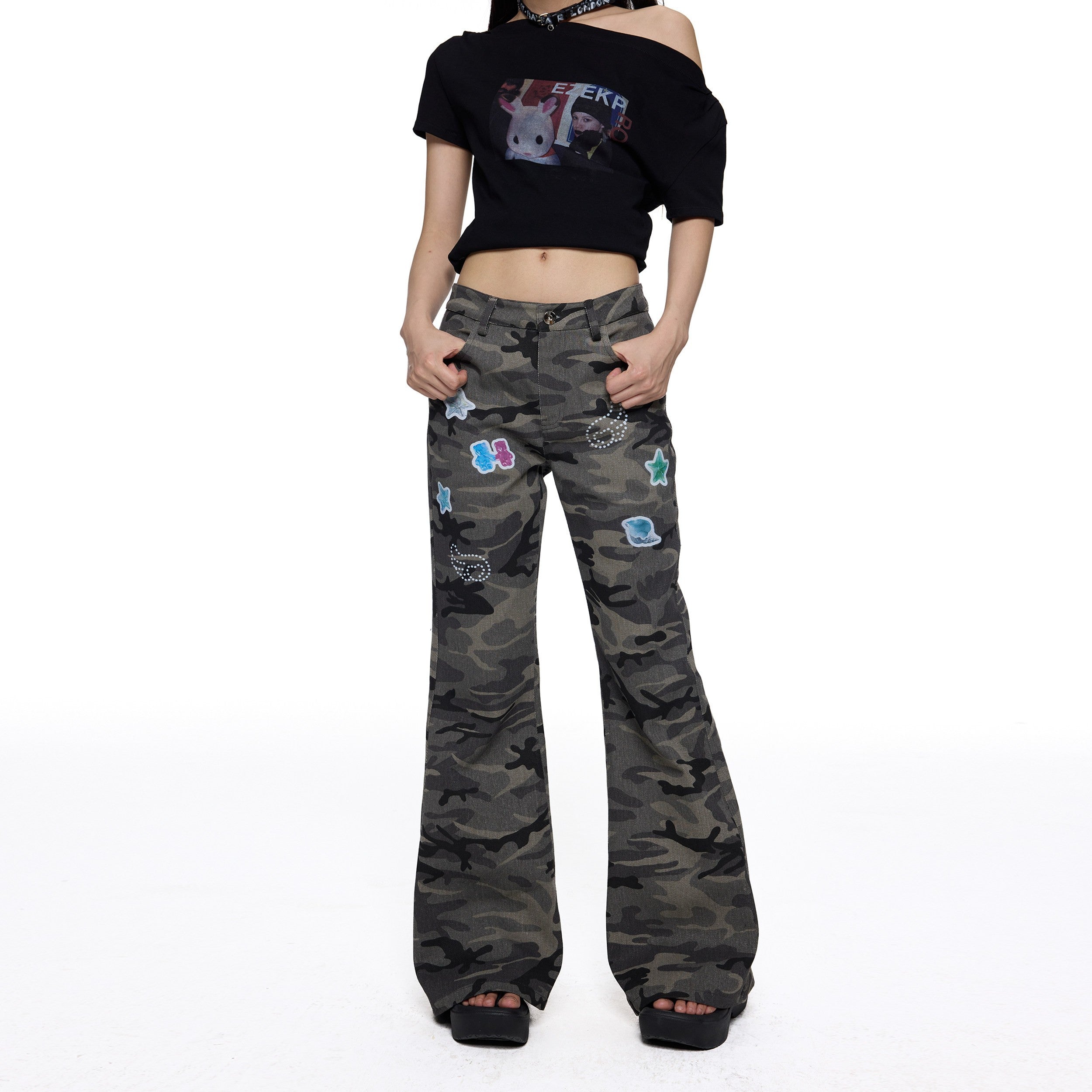 EZEK_Camouflage_Printed_Slim_Low_Rise_Women's_Micro_Elastic_Flare_Jeans_922424770059_MISSTT