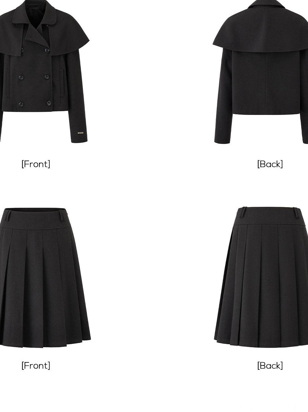EZEK Cape Double Breasted Lapel Pocket Women's Polyester Cotton Blend Cropped Jackets