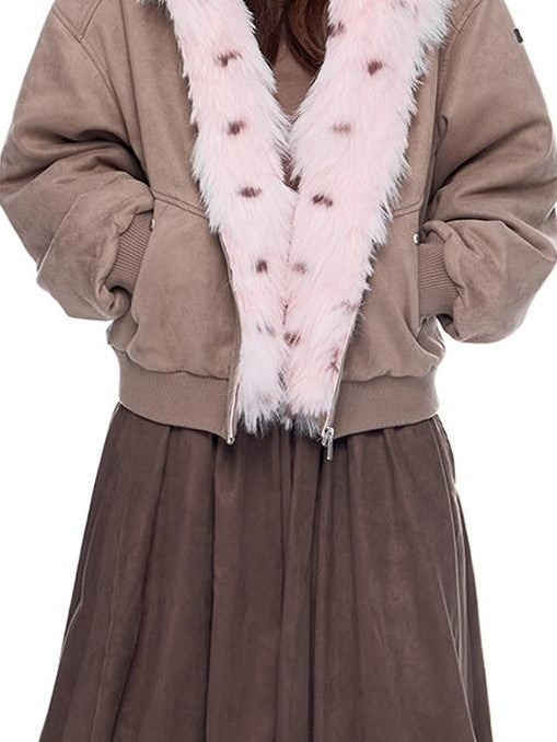EZEK Cat Ear Fuzzy Hooded Zipper Women's Faux Suede Puffer Jackets