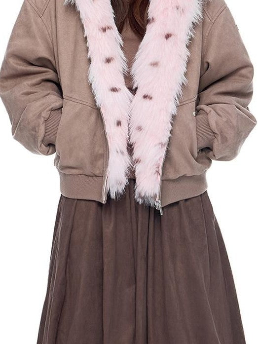 EZEK Cat Ear Fuzzy Hooded Zipper Women's Faux Suede Puffer Jackets