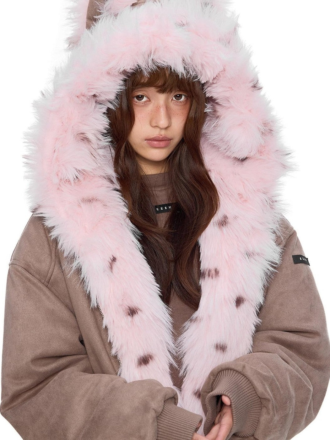 EZEK Cat Ear Fuzzy Hooded Zipper Women's Faux Suede Puffer Jackets