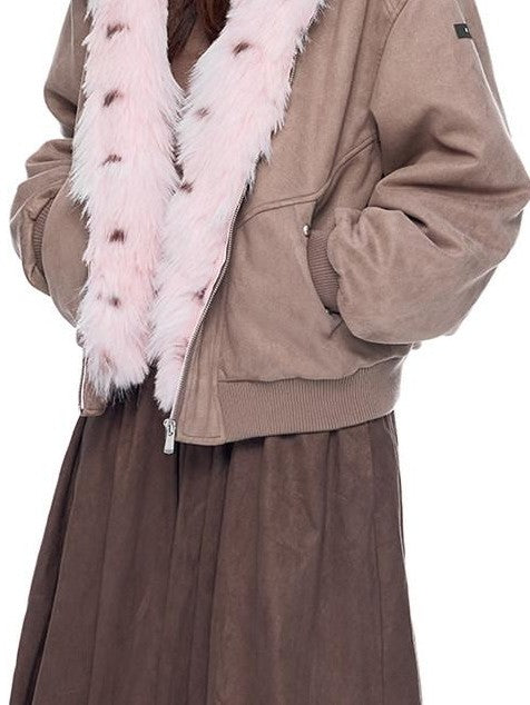 EZEK Cat Ear Fuzzy Hooded Zipper Women's Faux Suede Puffer Jackets