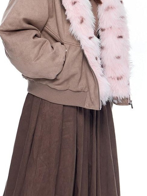 EZEK Cat Ear Fuzzy Hooded Zipper Women's Faux Suede Puffer Jackets