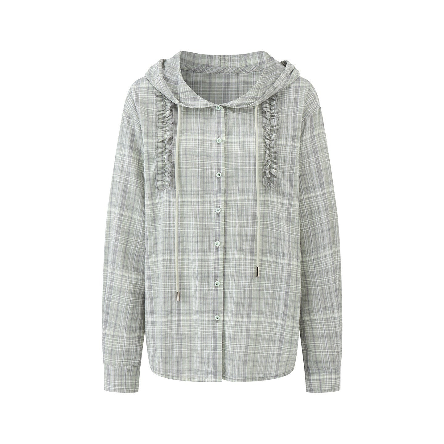 EZEK_Checked_Shirred_Hooded_Vintage_Women's_Cotton_Blend_Shirt_Jackets_1057984845539_MISSTT