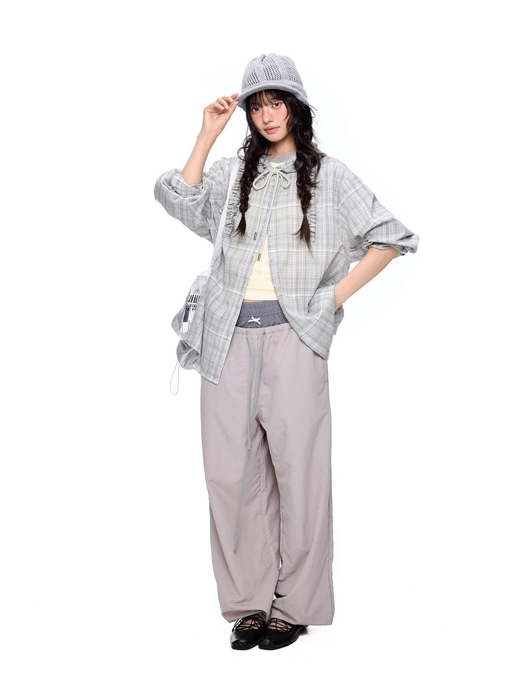 EZEK Checked Shirred Hooded Vintage Women's Cotton Blend Shirt Jackets