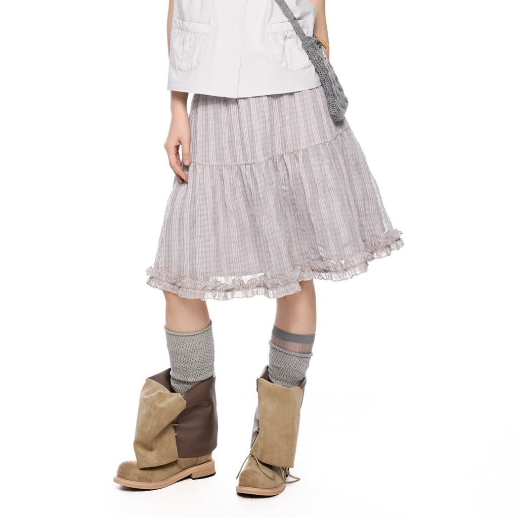 EZEK_Checked_Splice_Bubble_Gauze_Pocket_Women's_Polyester_Breathable_Tiered_Skirts_1048514838422_MISSTT