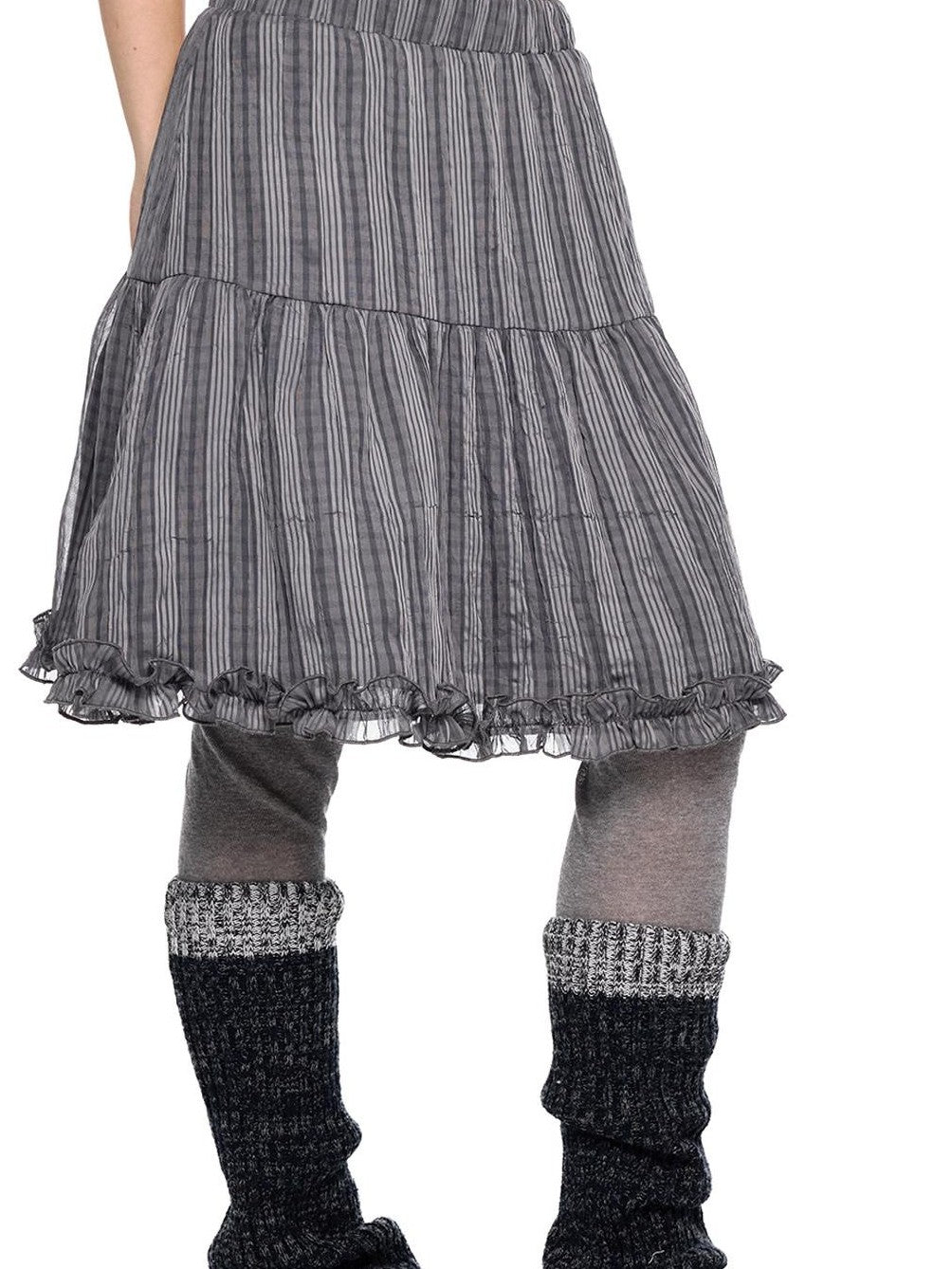 EZEK Checked Splice Bubble Gauze Pocket Women's Polyester Breathable Tiered Skirts