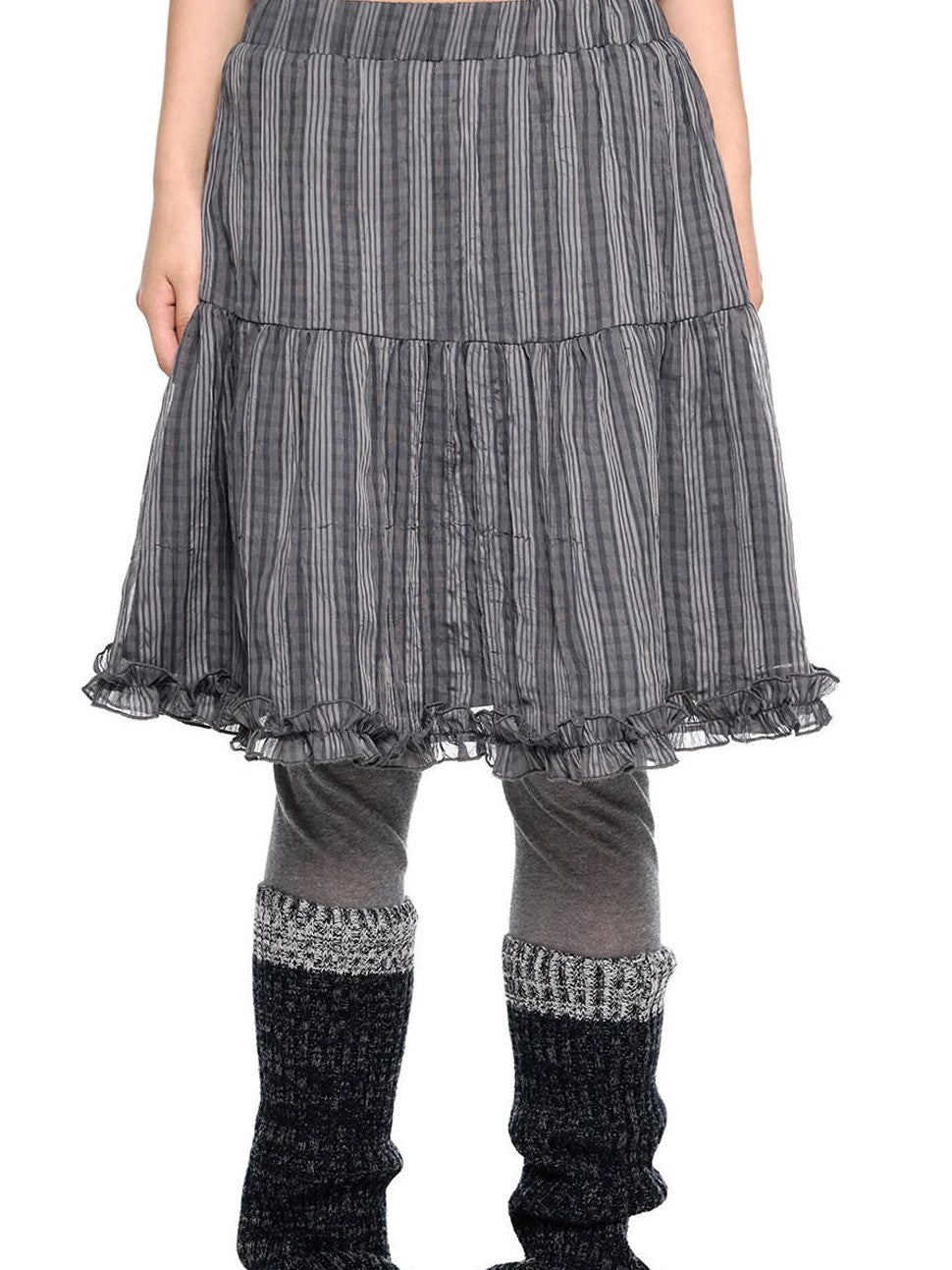 EZEK Checked Splice Bubble Gauze Pocket Women's Polyester Breathable Tiered Skirts