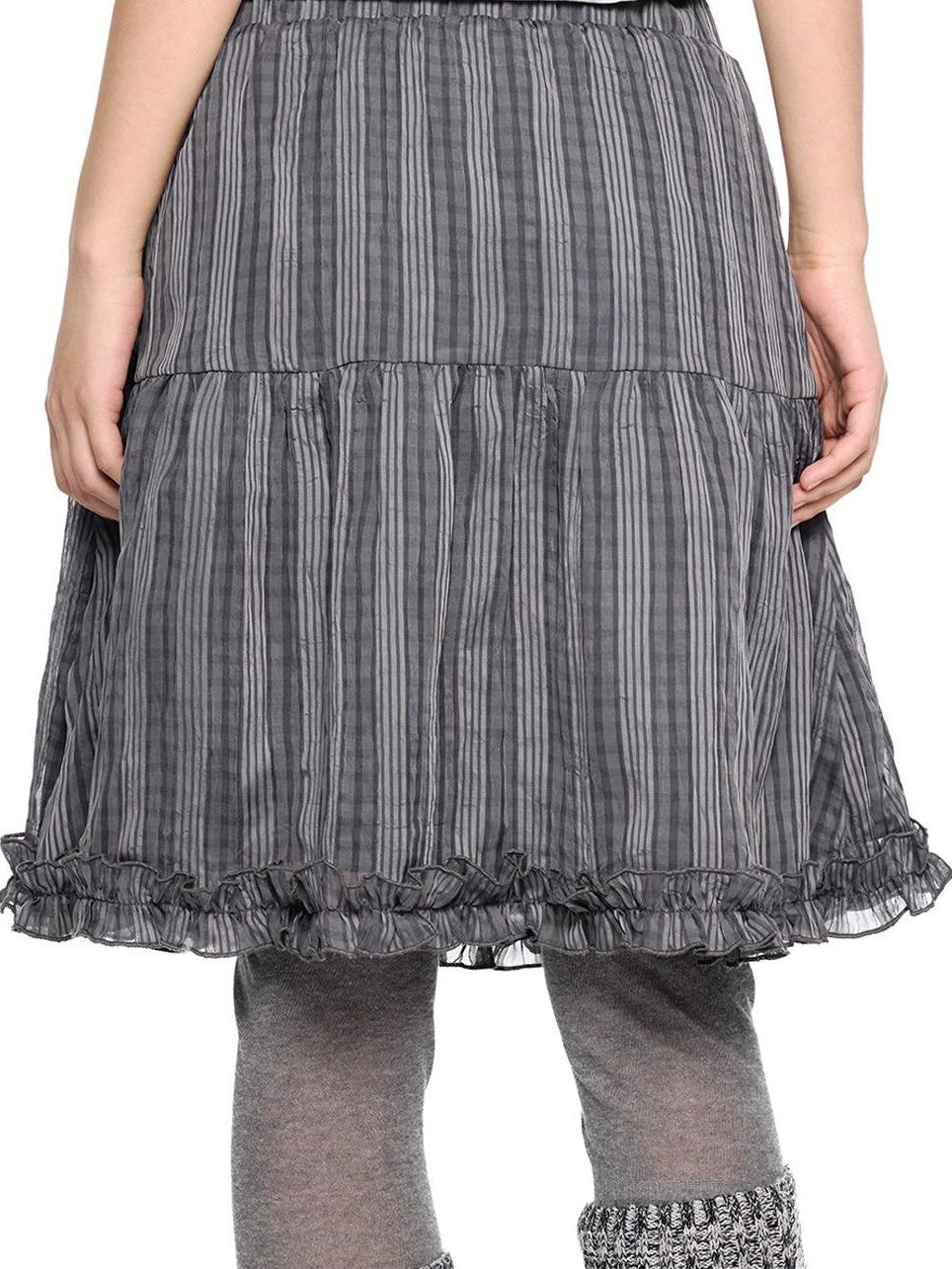 EZEK Checked Splice Bubble Gauze Pocket Women's Polyester Breathable Tiered Skirts