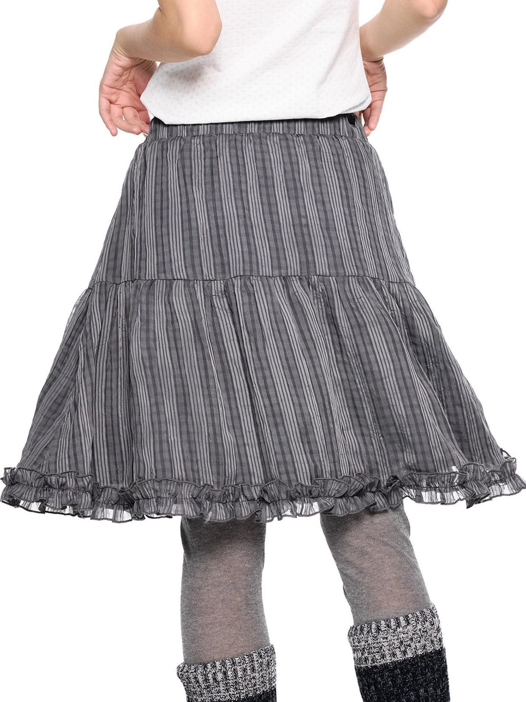 EZEK Checked Splice Bubble Gauze Pocket Women's Polyester Breathable Tiered Skirts