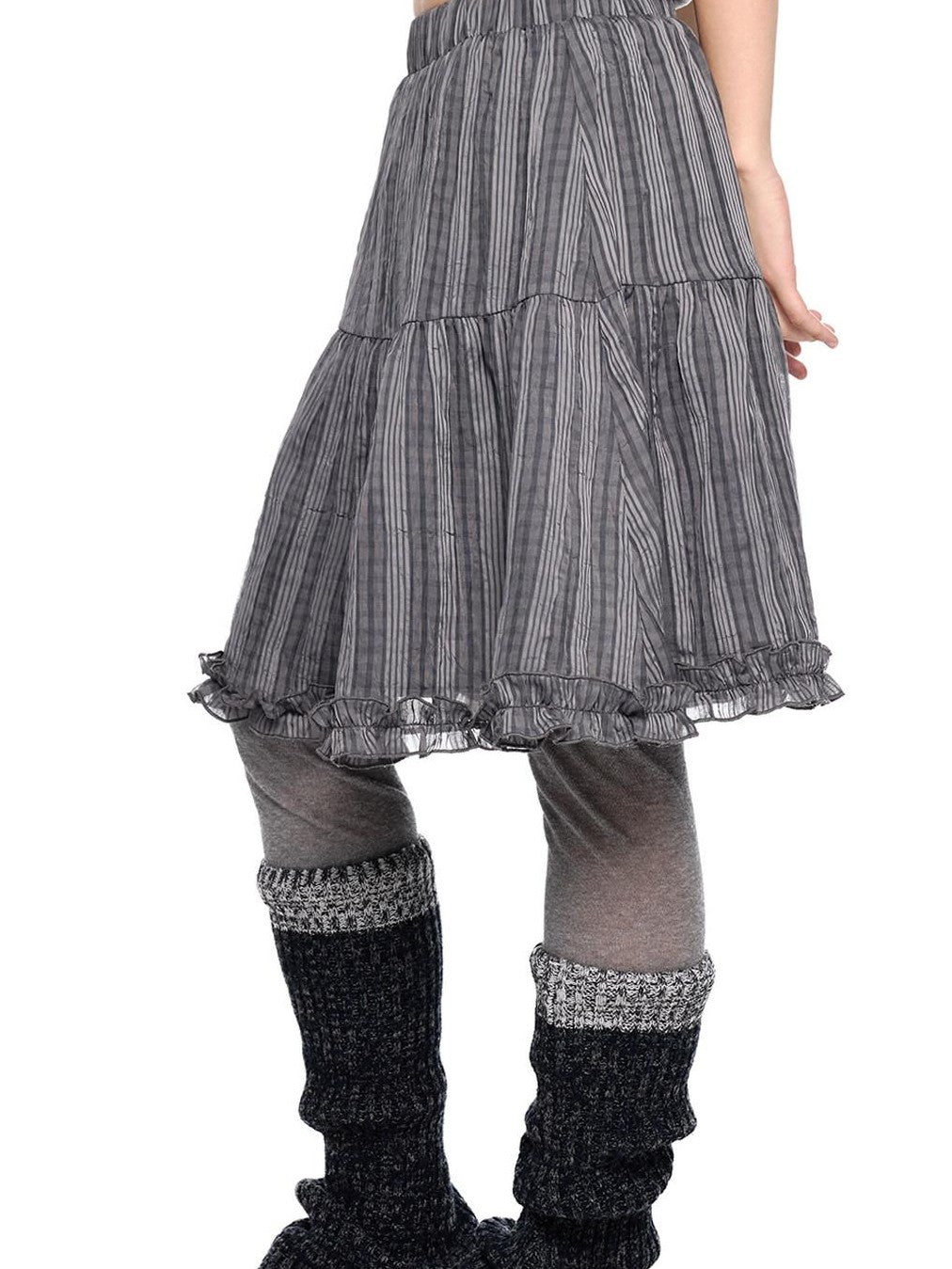 EZEK Checked Splice Bubble Gauze Pocket Women's Polyester Breathable Tiered Skirts