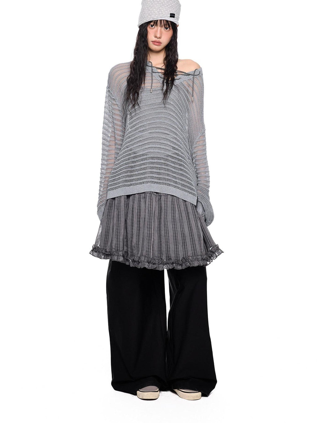 EZEK Checked Splice Bubble Gauze Pocket Women's Polyester Breathable Tiered Skirts