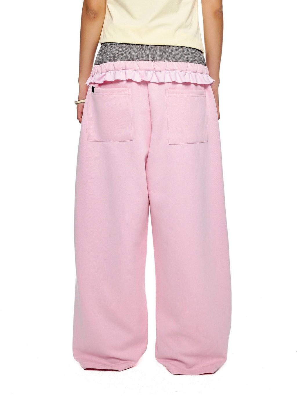 EZEK Checkered Spliced Drawstring Straight Women's Cotton Blend Sweatpants