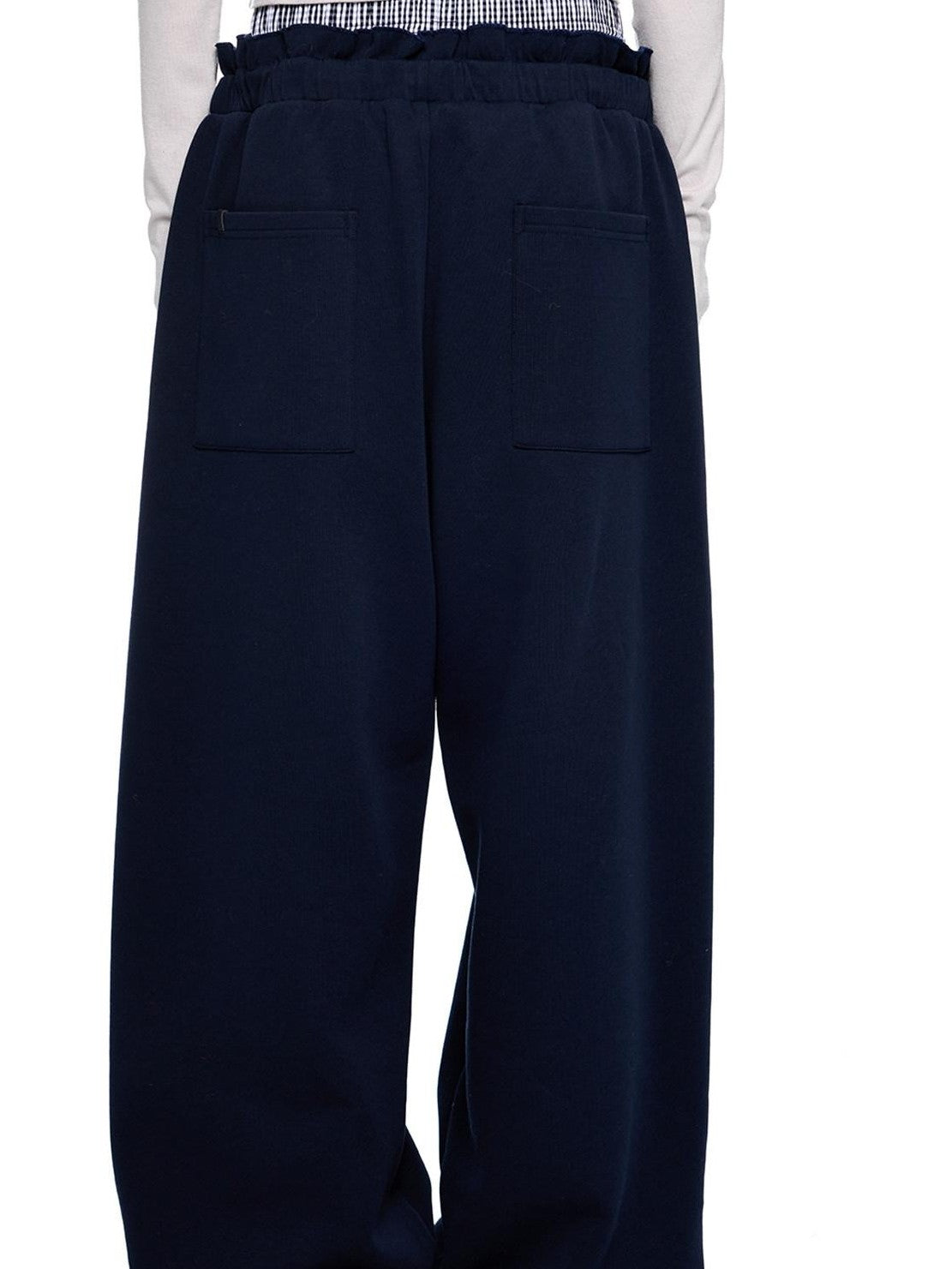 EZEK Checkered Spliced Drawstring Straight Women's Cotton Blend Sweatpants