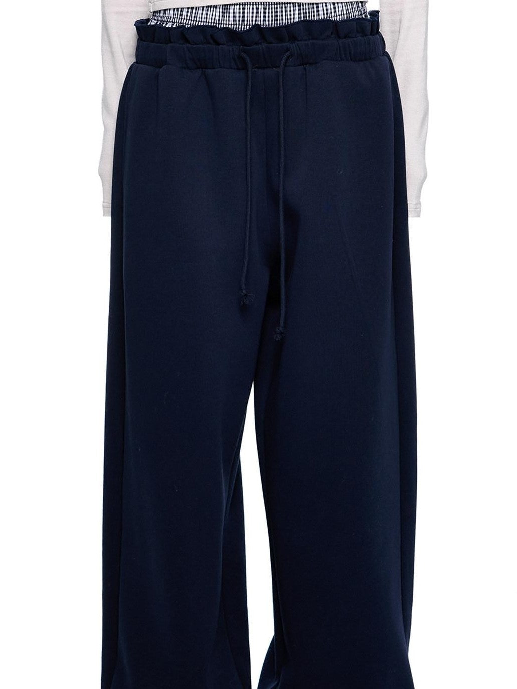 EZEK Checkered Spliced Drawstring Straight Women's Cotton Blend Sweatpants