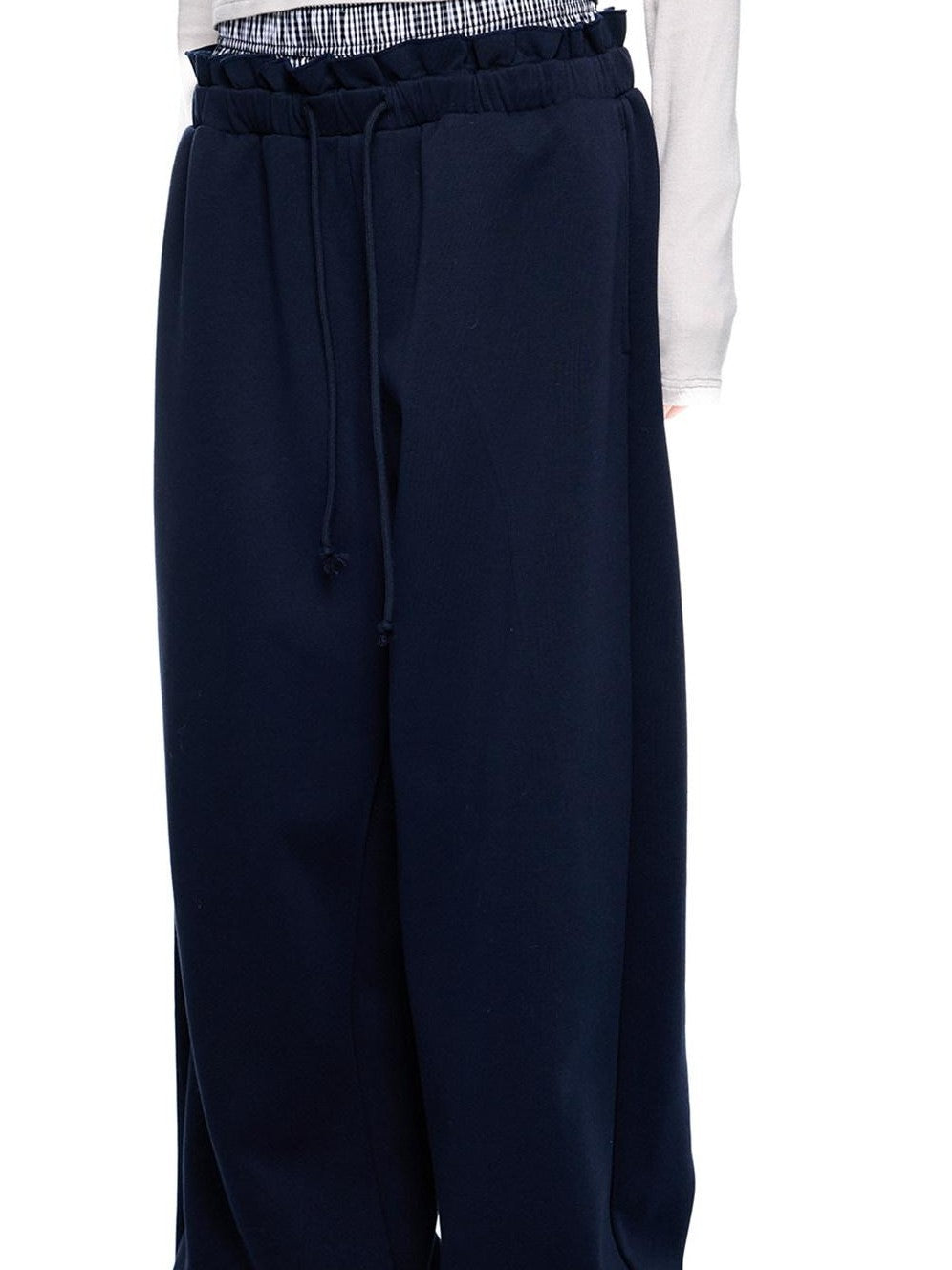 EZEK Checkered Spliced Drawstring Straight Women's Cotton Blend Sweatpants