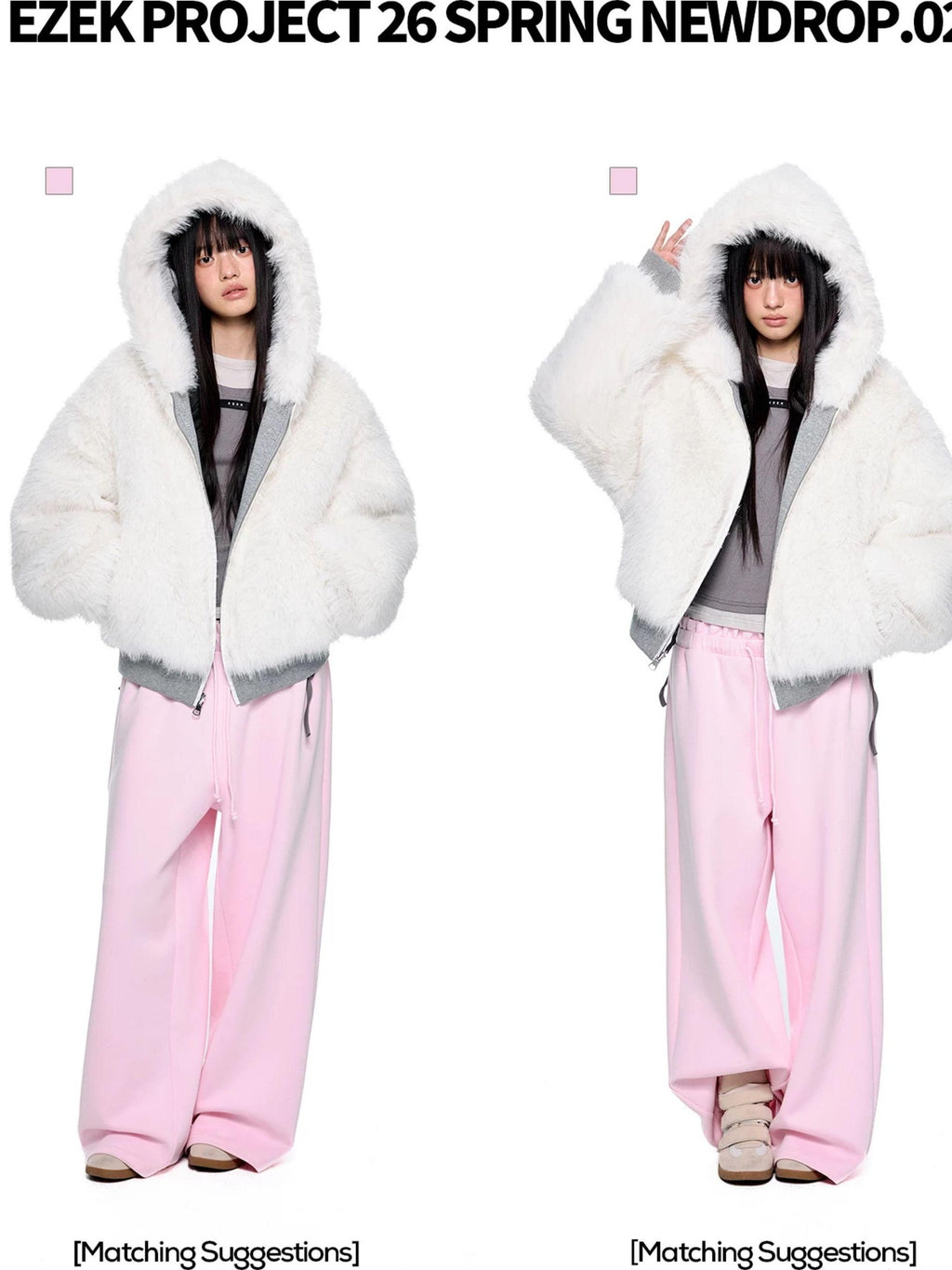 EZEK Checkered Spliced Drawstring Straight Women's Cotton Blend Sweatpants