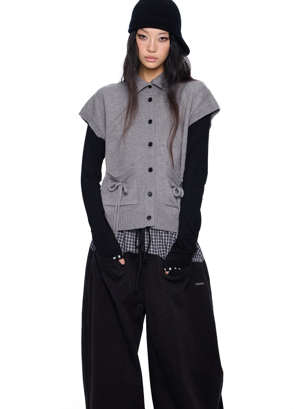 EZEK Chunky High Neck Layered Korean Women's Wool Blend Button-up Cardigans