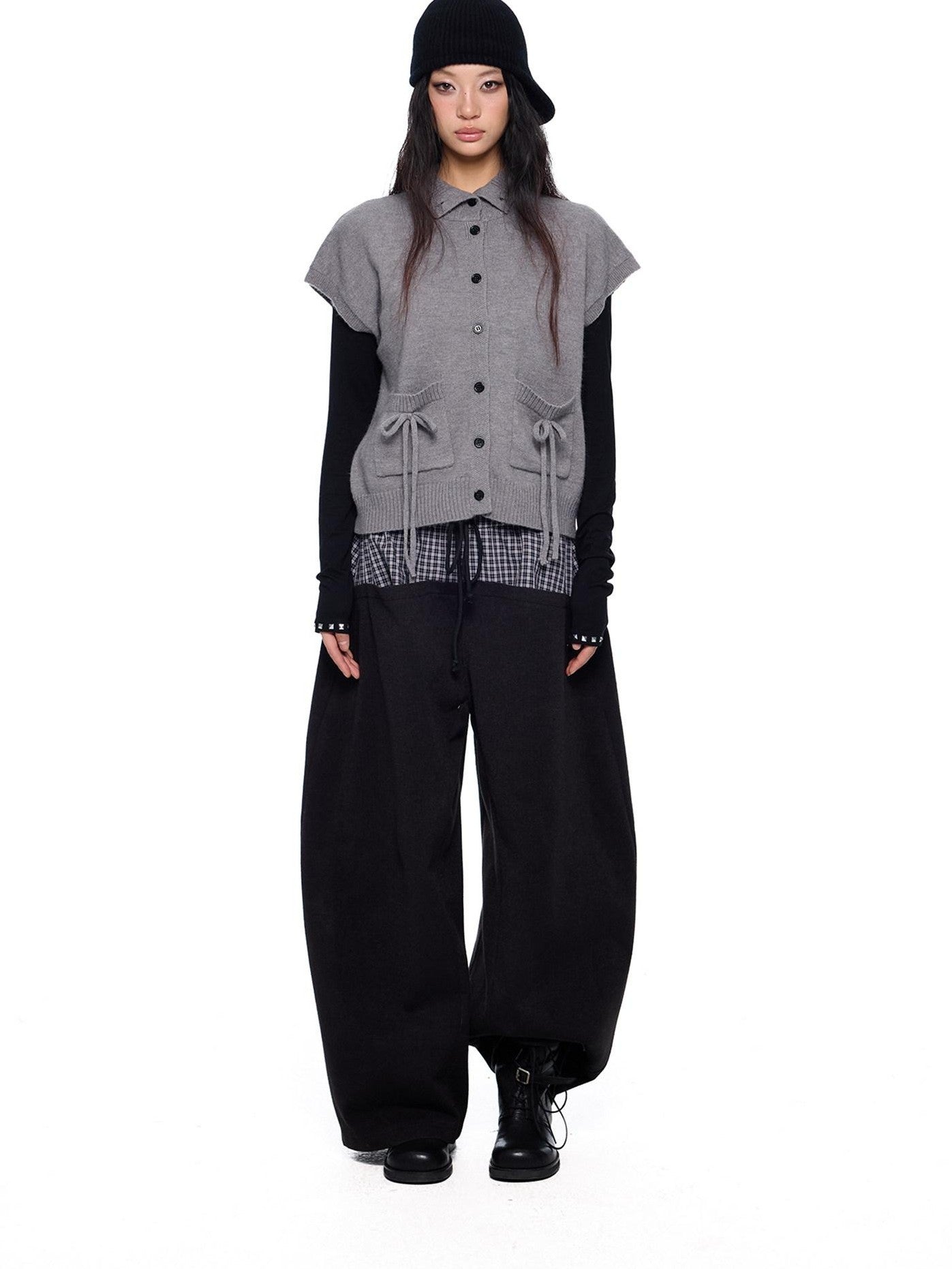 EZEK Chunky High Neck Layered Korean Women's Wool Blend Button-up Cardigans