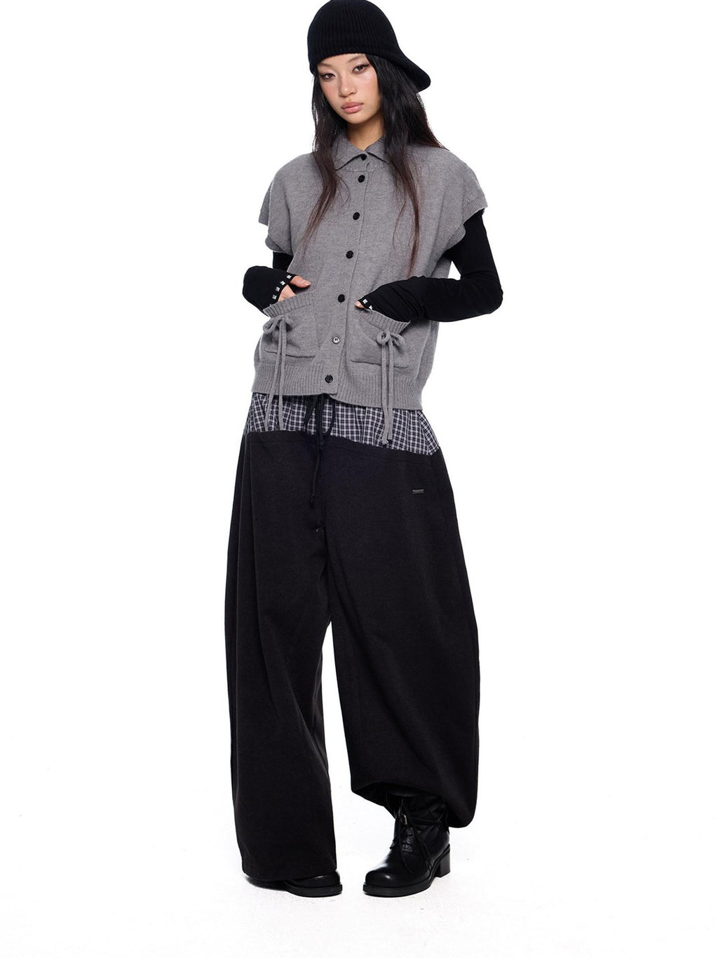 EZEK Chunky High Neck Layered Korean Women's Wool Blend Button-up Cardigans