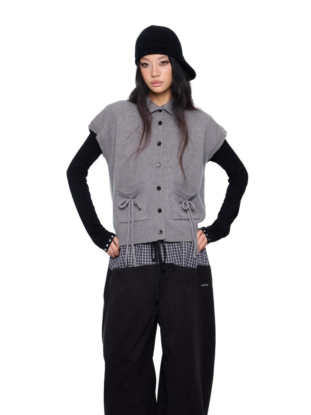 EZEK Chunky High Neck Layered Korean Women's Wool Blend Button-up Cardigans