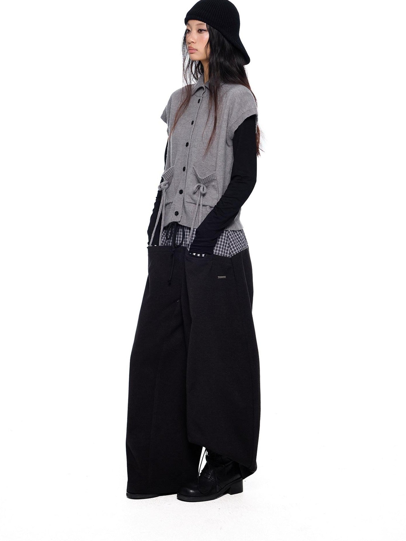 EZEK Chunky High Neck Layered Korean Women's Wool Blend Button-up Cardigans