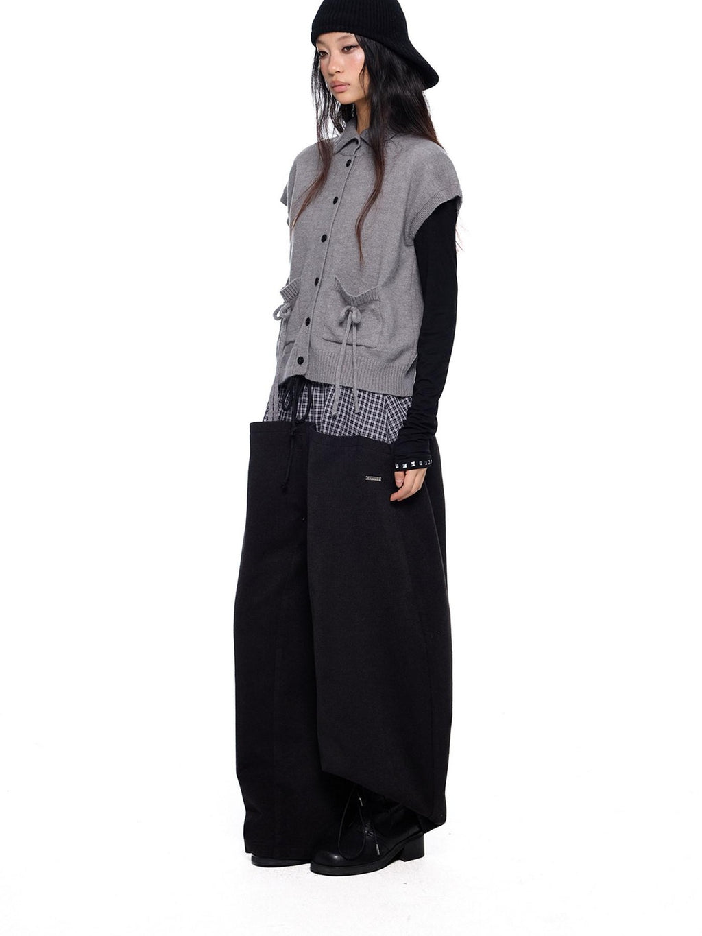 EZEK Chunky High Neck Layered Korean Women's Wool Blend Button-up Cardigans