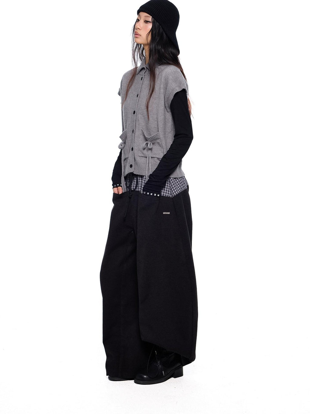 EZEK Chunky High Neck Layered Korean Women's Wool Blend Button-up Cardigans