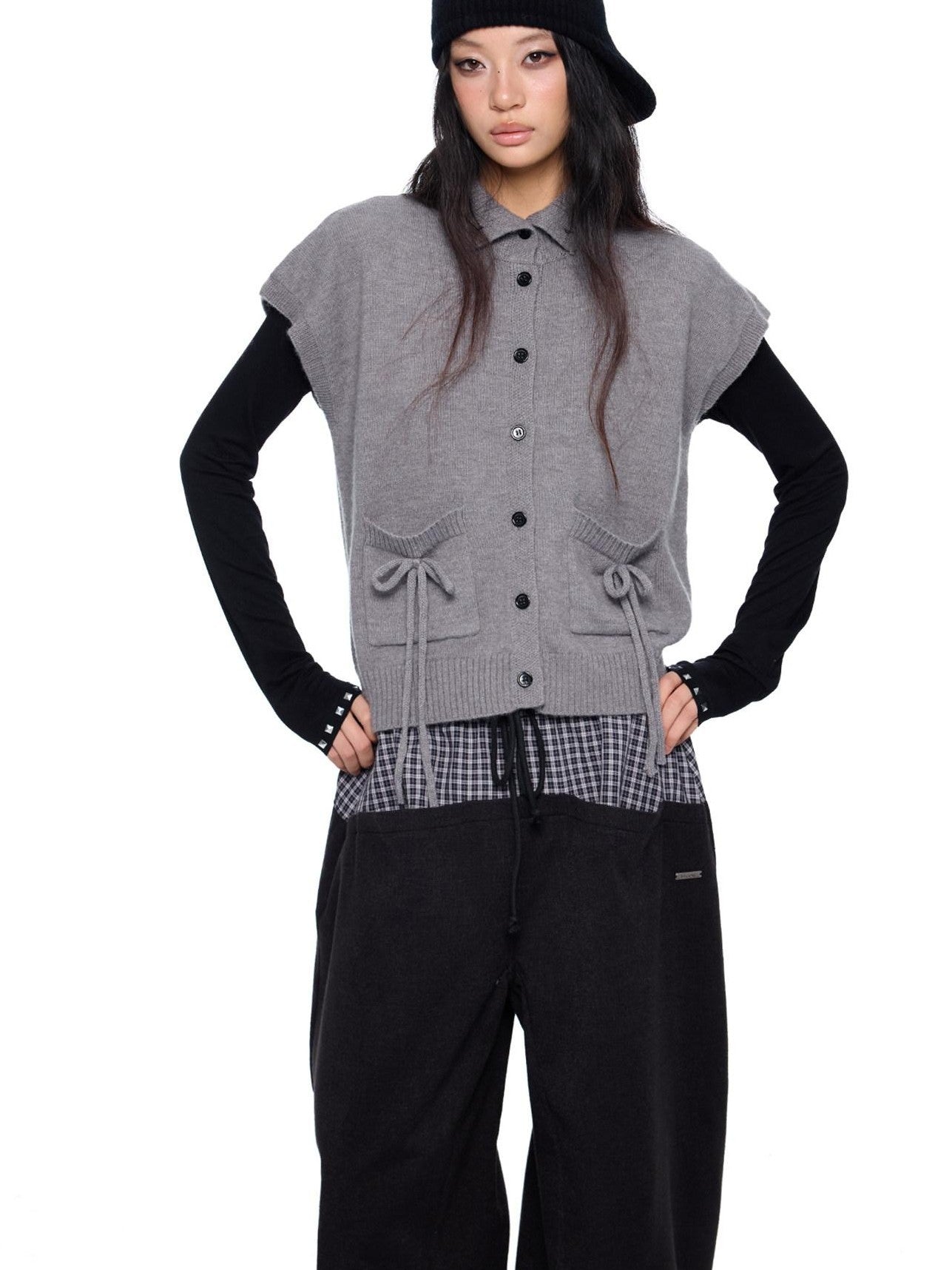 EZEK Chunky High Neck Layered Korean Women's Wool Blend Button-up Cardigans