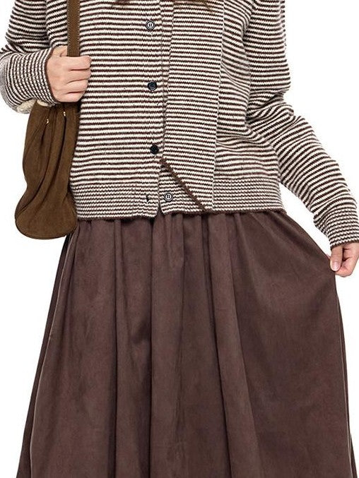 EZEK Cloud Blossom Puff A Line Pocket Mid Waist Women's Polyester Midi Skirts