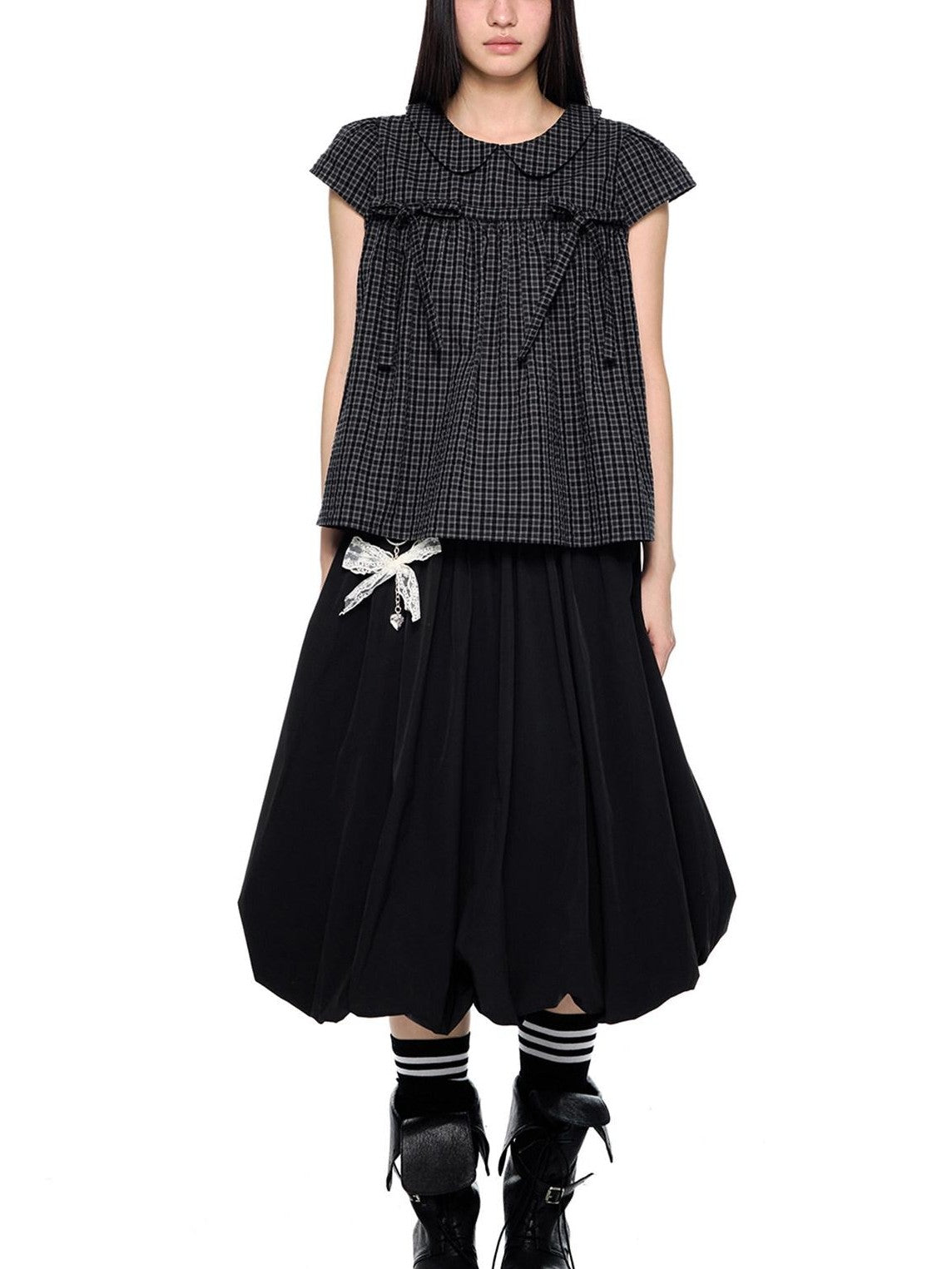 EZEK Cloud Bud Bubble Pocket Mid Waist Women's Polyester A-line Skirts