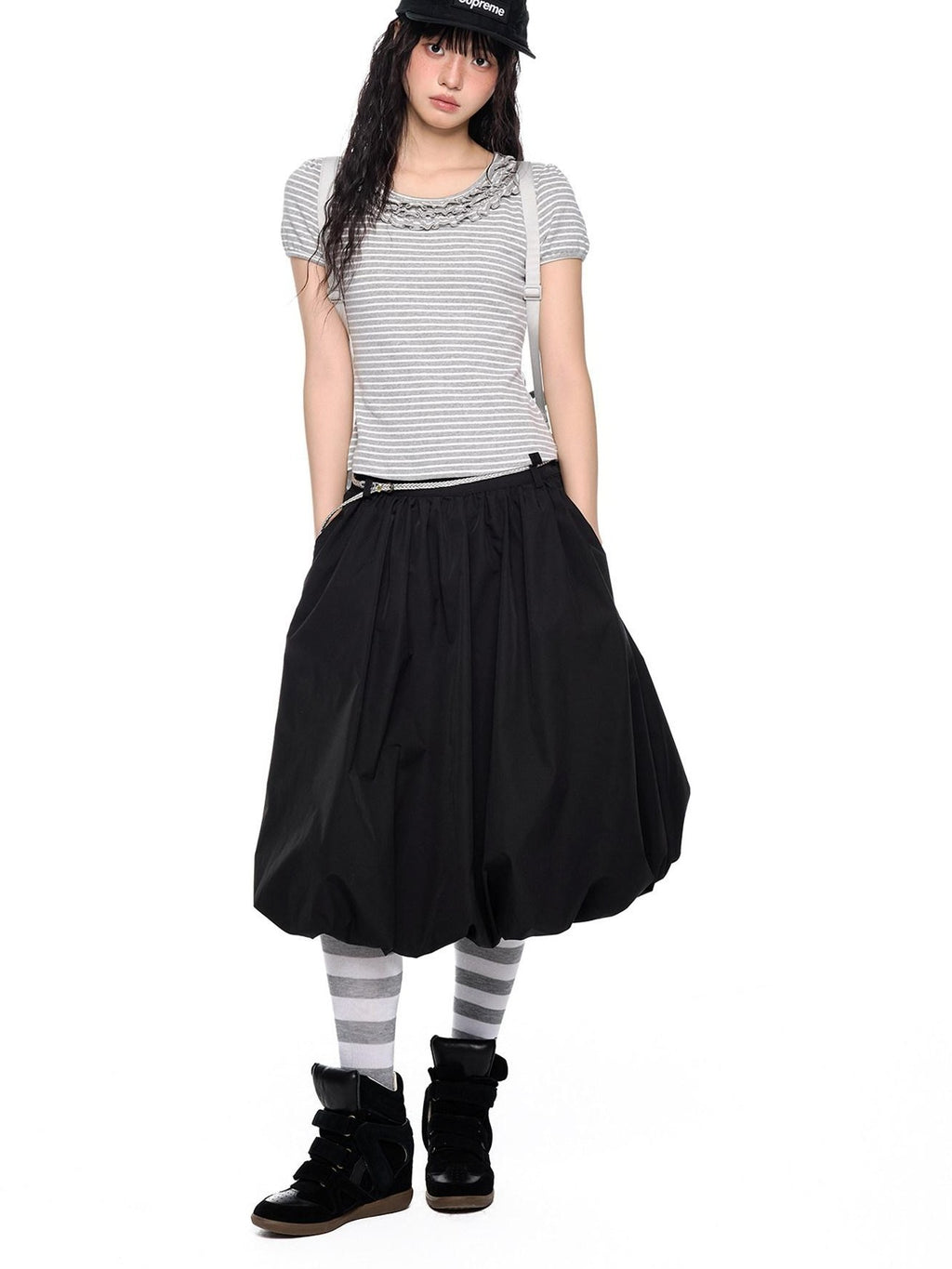 EZEK Cloud Bud Bubble Pocket Mid Waist Women's Polyester A-line Skirts