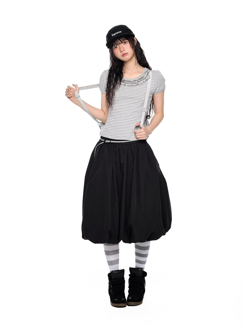 EZEK Cloud Bud Bubble Pocket Mid Waist Women's Polyester A-line Skirts