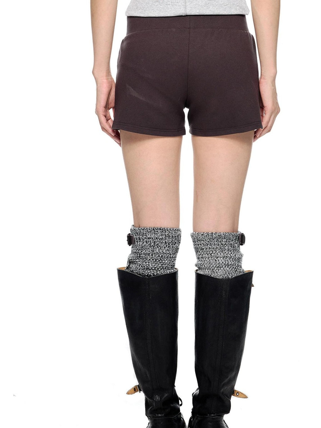 EZEK Coffee Slub Texture Slim Fit Pocket Elastic Waist Women's Cotton Low-rise Shorts