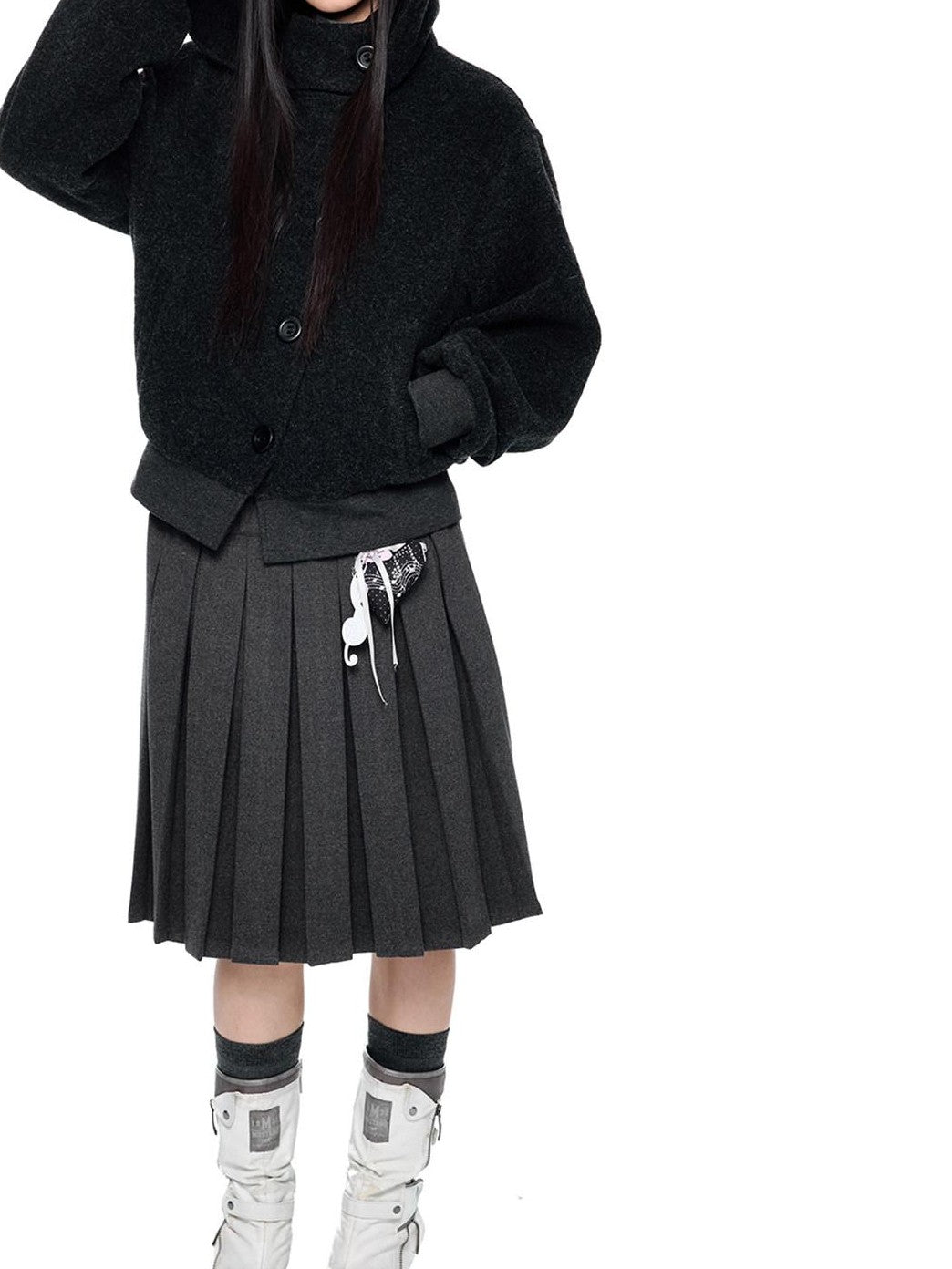 EZEK College Buttoned Hooded Short Single Breasted Women's Polyester Fleece Jackets
