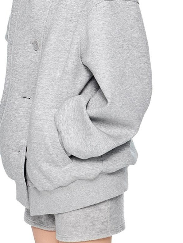 EZEK College Buttoned Hooded Short Single Breasted Women's Polyester Fleece Jackets