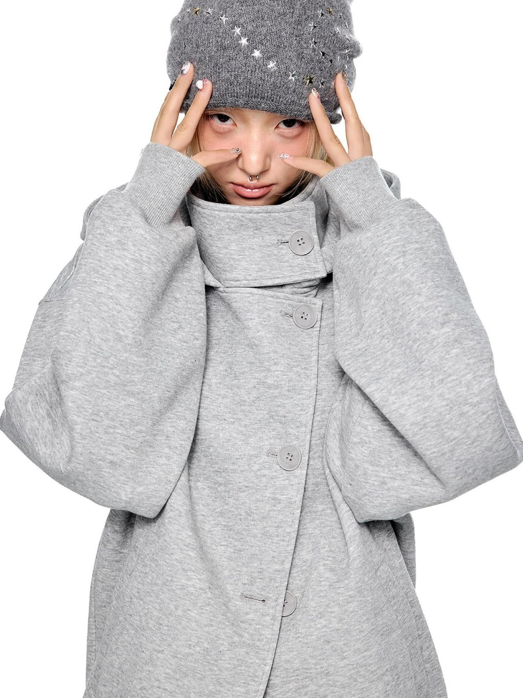 EZEK College Buttoned Hooded Short Single Breasted Women's Polyester Fleece Jackets