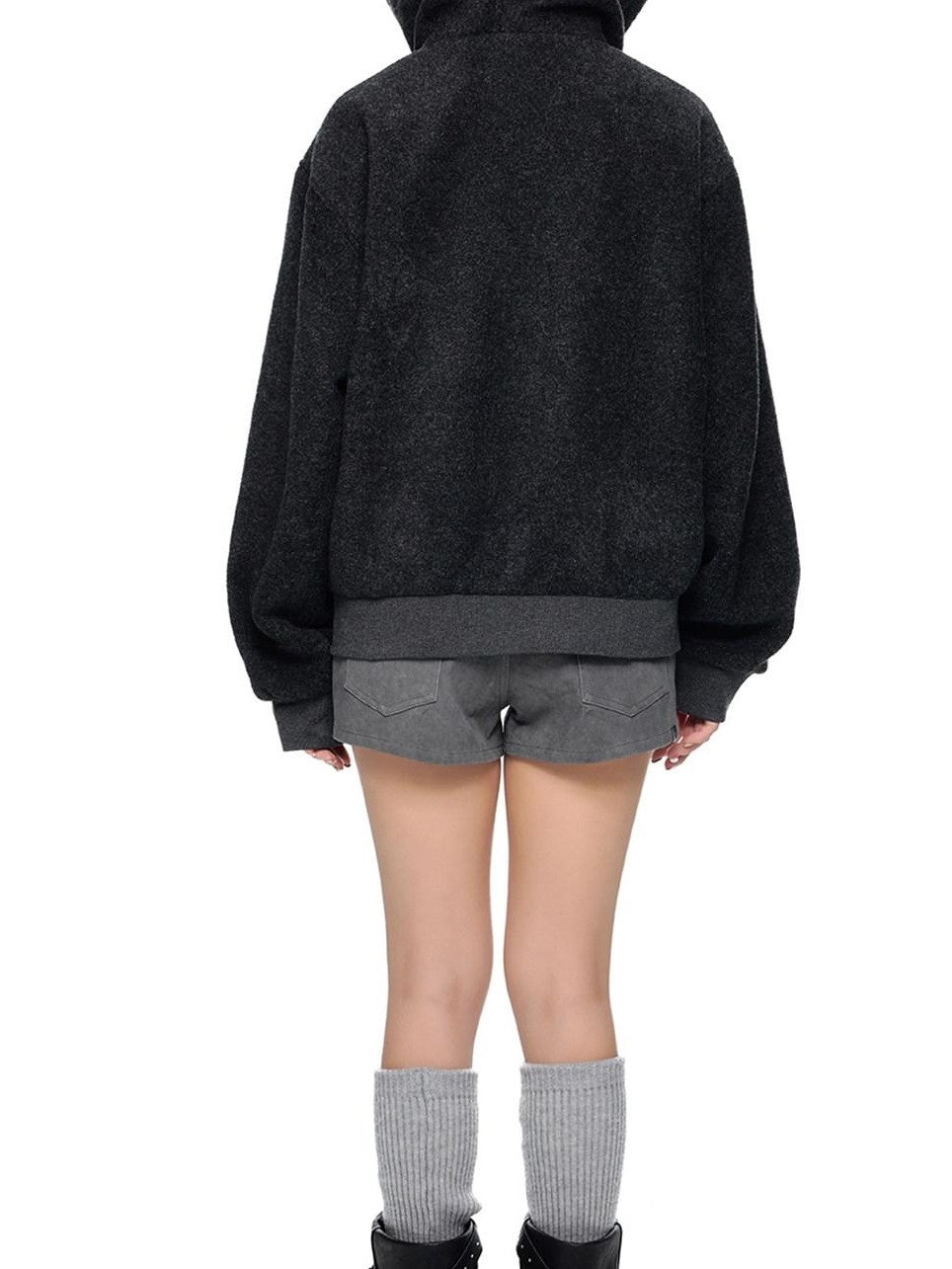 EZEK College Style Hooded Button Short Retro Women's Wool Blend Varsity Jackets