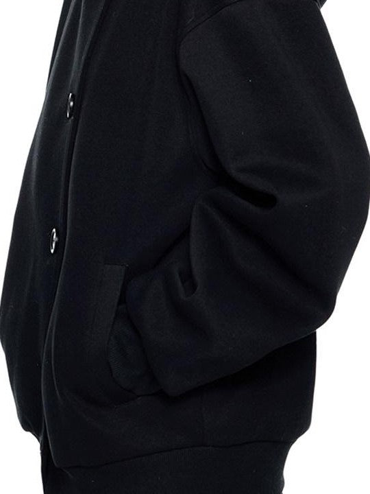 EZEK Collegiate Hooded Letter Print Button Front Women's Cotton Blend Zip-up Hoodies