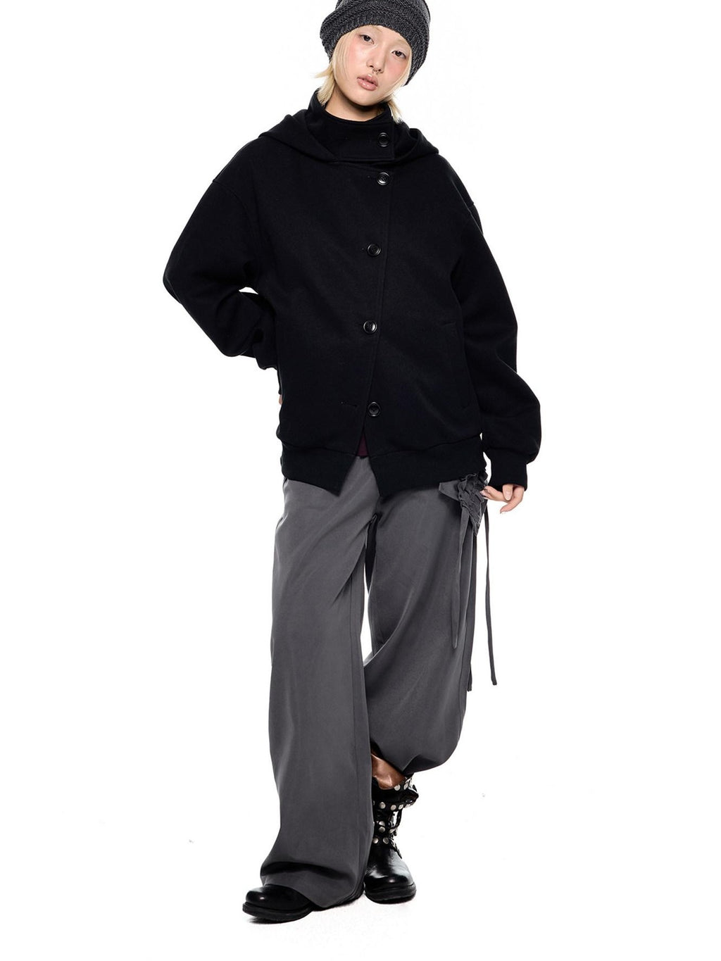 EZEK Collegiate Hooded Letter Print Button Front Women's Cotton Blend Zip-up Hoodies
