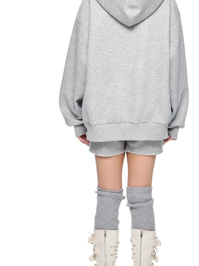 EZEK Collegiate Hooded Letter Print Button Front Women's Cotton Blend Zip-up Hoodies