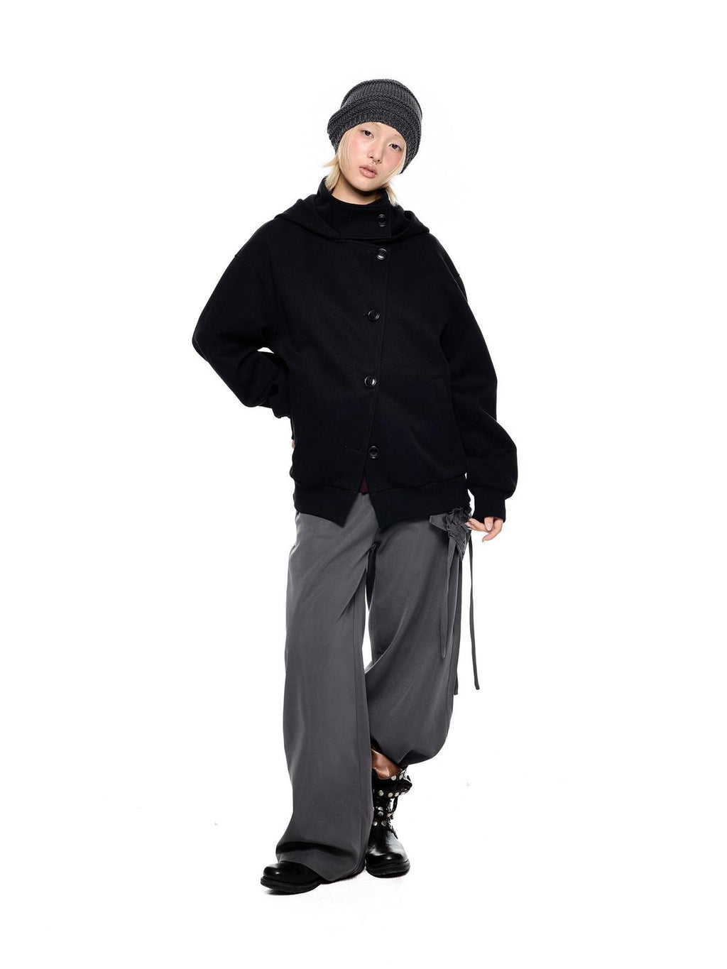 EZEK Collegiate Hooded Letter Print Button Front Women's Cotton Blend Zip-up Hoodies