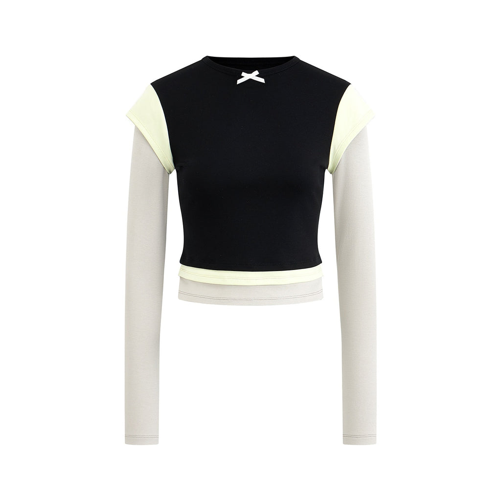 EZEK_Color_Block_Bow_Print_Round_Neck_Women's_Modal_Slim_Fit_Long_Sleeve_T-shirts_1079725777604_MISSTT
