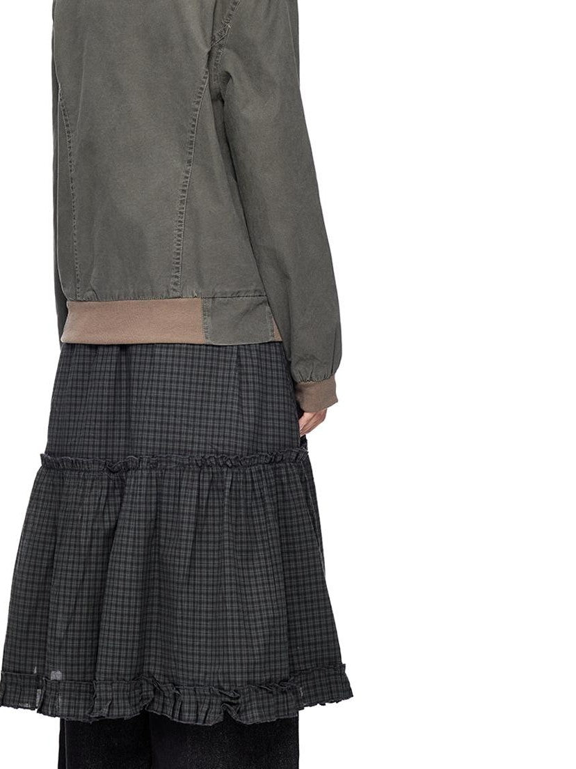 EZEK Color Block Stand Collar Zip Loose Fit Cotton Women's Cropped Jackets