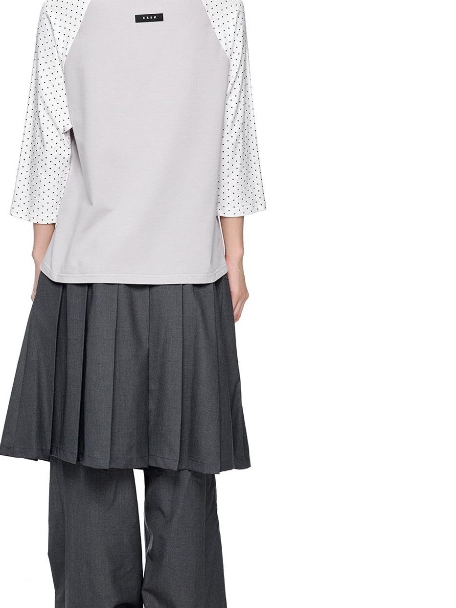 EZEK Color Block Striped Polka Dot Round Neck Loose Fit Cotton Women's Long Sleeve T-shirts