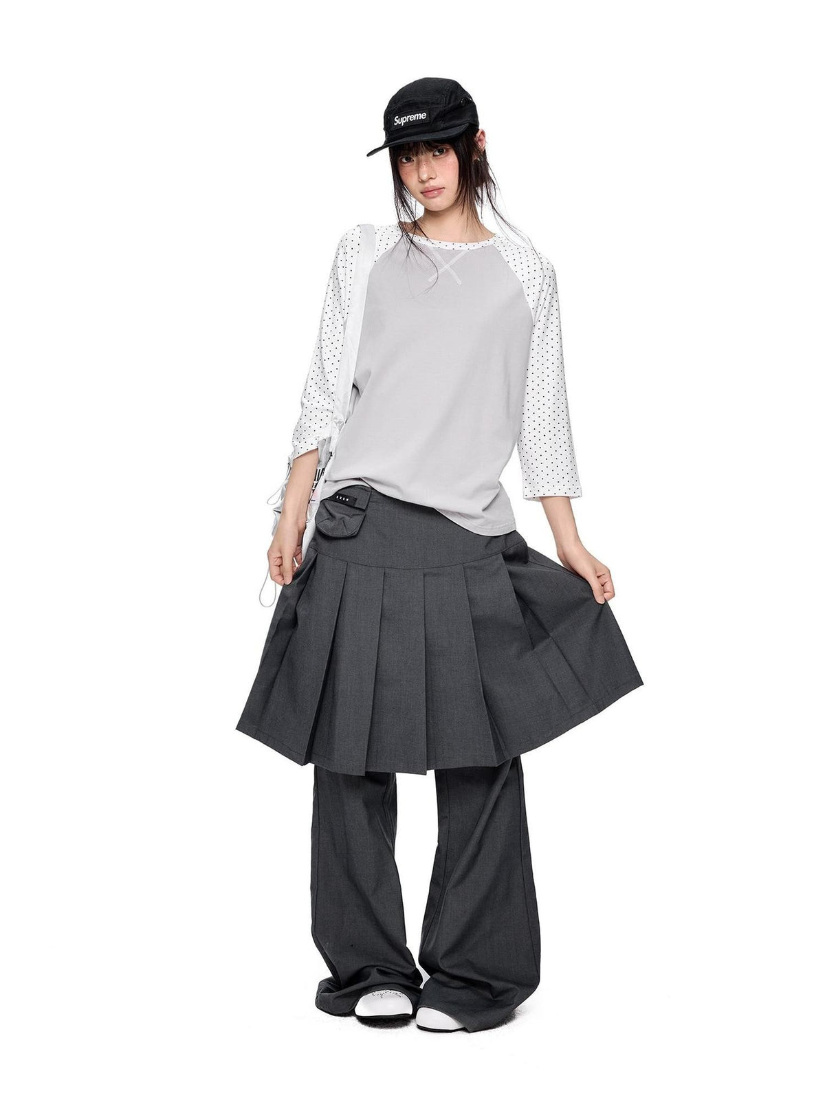 EZEK Color Block Striped Polka Dot Round Neck Loose Fit Cotton Women's Long Sleeve T-shirts